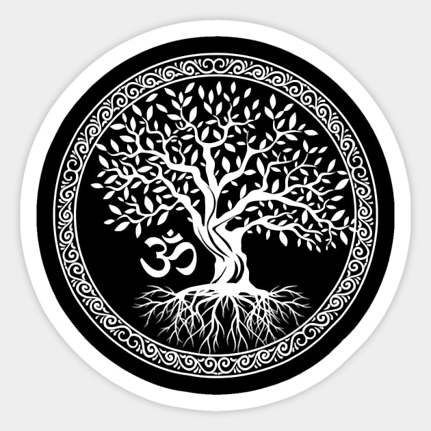 Tree of Life With Om Symbol Yoga Sticker by JaydeMargulies